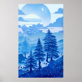 Aquarellmalerei in blauen Pastellfarben in ruhigen Poster (Vorne)