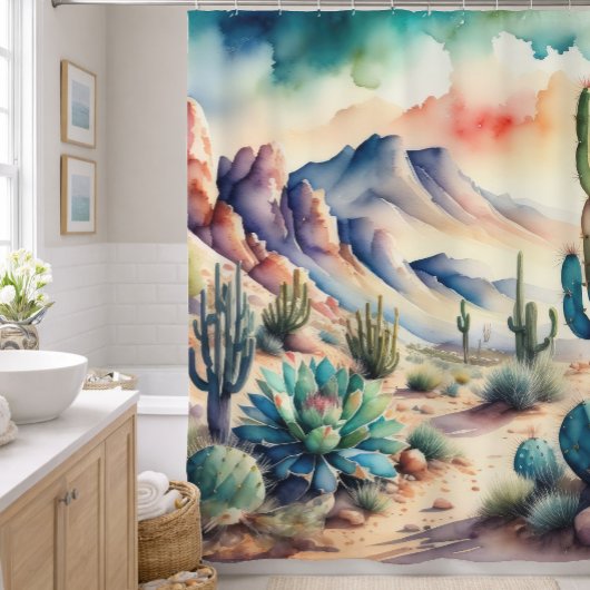 Aquarellmalerei in der Landschaftswüste Duschvorhang
