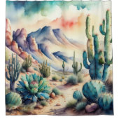 Aquarellmalerei in der Landschaftswüste Duschvorhang (Vorderseite)