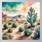 Aquarellmalerei in der Landschaftswüste Poster (Vorne)