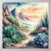 Aquarellmalerei in der Landschaftswüste Poster (Vorne)