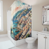 Aquarellmalerei in der Stadt Europa-Mittelmeer Duschvorhang (Beispiel)