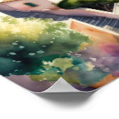 Aquarellmalerei in der Stadt Europa-Mittelmeer Poster (Ecke)