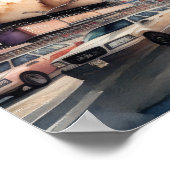 Aquarellmalerei in der Stadt Poster (Ecke)