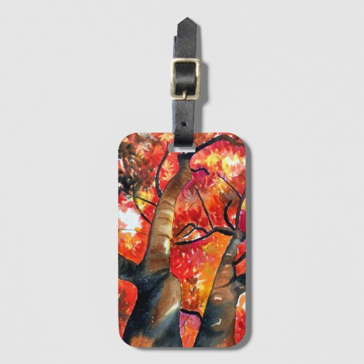 Aquarellmalerei Japanische Ahornbaumkunst Gepäckanhänger (Vorderseite Vertikal)