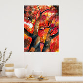 Aquarellmalerei Japanische Ahornbaumkunst Poster (Küche)