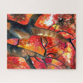 Aquarellmalerei Japanische Ahornbaumkunst Puzzle (Horizontal)