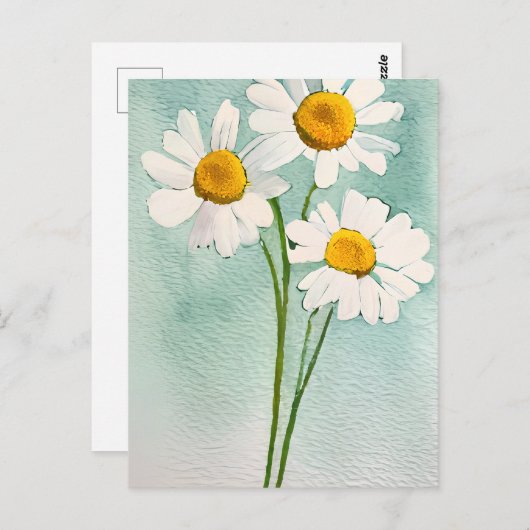 Aquarellmalerei Kamille Blume Weiße Blüte Postkarte (Vorne/Hinten)