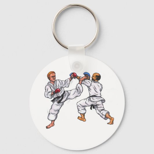Aquarellmalerei Karate Männer kämpfen Schlüsselanhänger (Vorderseite)