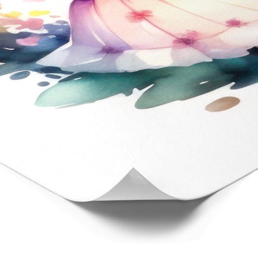 Aquarellmalerei Kawaii Chibi 2 Weibliche IV Poster (Ecke)