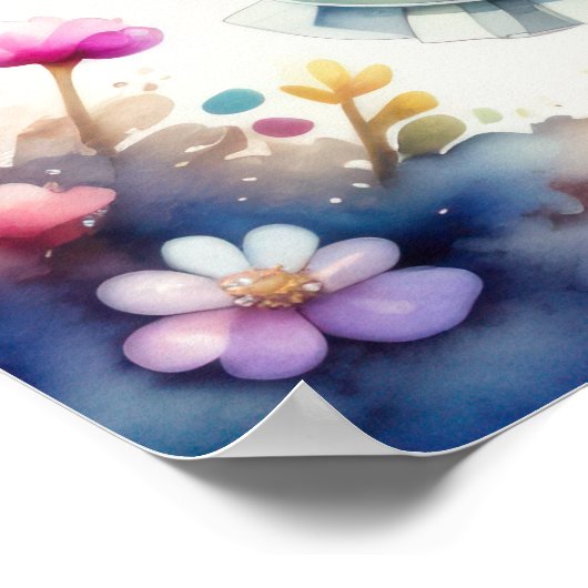 Aquarellmalerei Kawaii Chibi Female II Poster (Ecke)