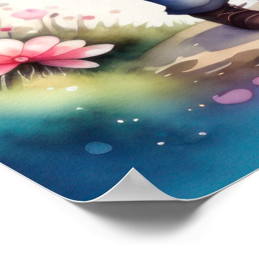 Aquarellmalerei Kawaii Chibi Male Female III Poster (Ecke)