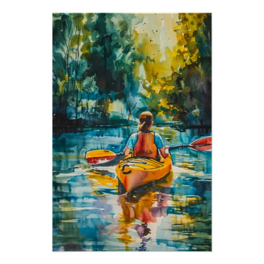 Aquarellmalerei Kayak Poster (Vorderseite)