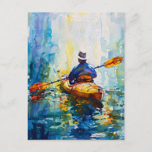 Aquarellmalerei Kayak Postkarte