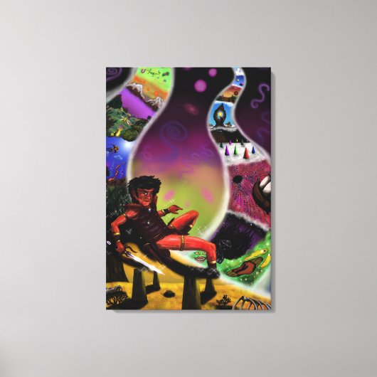 Aquarellmalerei Krieger mysteriöse Dimension Leinwanddruck (Vorderseite)