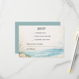 Aquarellmalerei Küstenmeer RSVP Karte