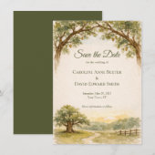 Aquarellmalerei Land Eichen Save the Date (Vorne/Hinten)