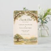 Aquarellmalerei Land Eichen Save the Date (Stehend Vorderseite)