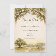 Aquarellmalerei Land Eichen Save the Date