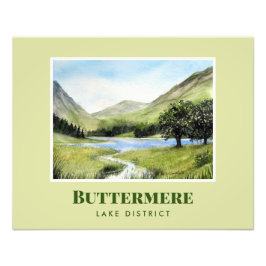 Aquarellmalerei Landschaftsbild Buttermere Fotodruck