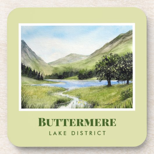 Aquarellmalerei Landschaftsbild Buttermere Getränkeuntersetzer (Vorderseite)