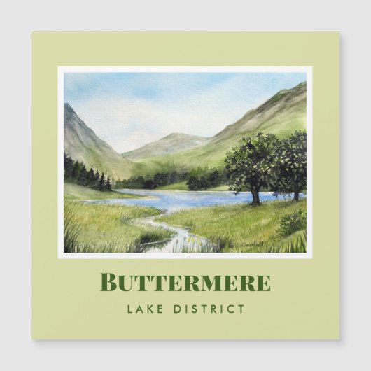 Aquarellmalerei Landschaftsbild Buttermere Magnetkarte (Vorderseite)