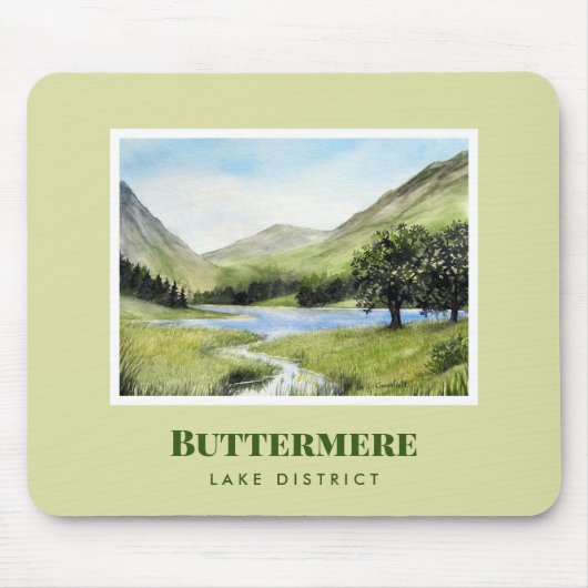 Aquarellmalerei Landschaftsbild Buttermere Mousepad (Vorne)