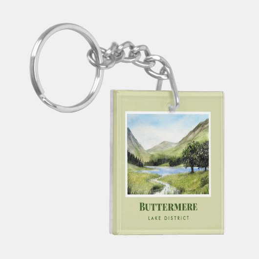 Aquarellmalerei Landschaftsbild Buttermere Schlüsselanhänger (Vorderseite links)