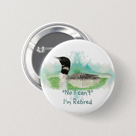 Aquarellmalerei Loon, Wilderness Bird Button (Vorne & Hinten)