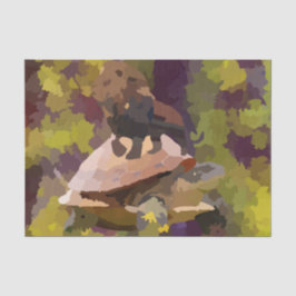 Aquarellmalerei Löwe auf Schildkröte-Muschel Seidenpapier