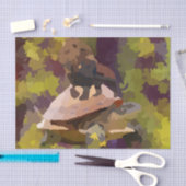 Aquarellmalerei Löwe auf Schildkröte-Muschel Seidenpapier (Handwerk)