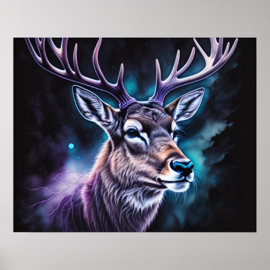 Aquarellmalerei Majestic Deer 5:4 Poster (Vorne)