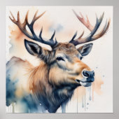 Aquarellmalerei Majestic Elk 1:1 Poster (Vorne)
