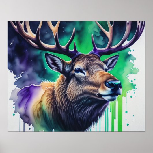 Aquarellmalerei Majestic Elk 5:4 Poster (Vorne)