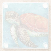 Aquarellmalerei - Meeresschildkröten-Untersetzer Glasuntersetzer (Rückseite)