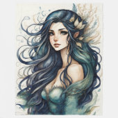 Aquarellmalerei Meerjungfrau Fleecedecke (Vorderseite)