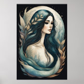 Aquarellmalerei Meerjungfrau Poster (Vorne)