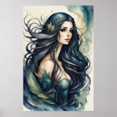 Aquarellmalerei Meerjungfrau Poster (Vorne)