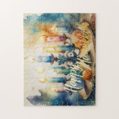 Aquarellmalerei Menorah Happy Hanukkah Puzzle (Vertikal)
