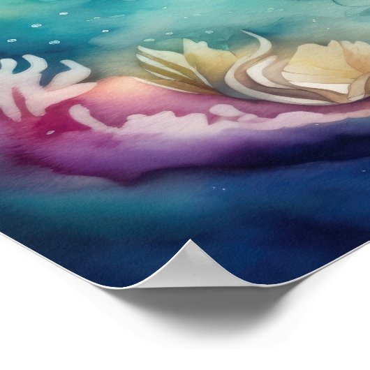 Aquarellmalerei mit Abstrakter Meerjungfrau 1:1 Poster (Ecke)