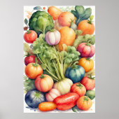 Aquarellmalerei mit Assortieren von Gemüse II Poster (Vorne)