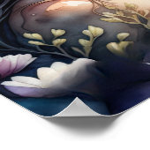 Aquarellmalerei mit Brünetter Meerjungfrau 1:1 Poster (Ecke)