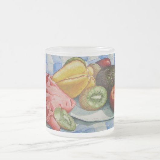 Aquarellmalerei mit exotischen Früchten Mattglastasse (Mittel)