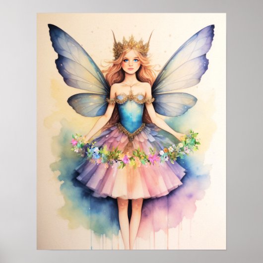 Aquarellmalerei mit Fee Poster (Vorne)