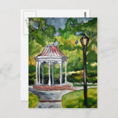 Aquarellmalerei mit Gazebo Natur Postkarte (Vorne/Hinten)
