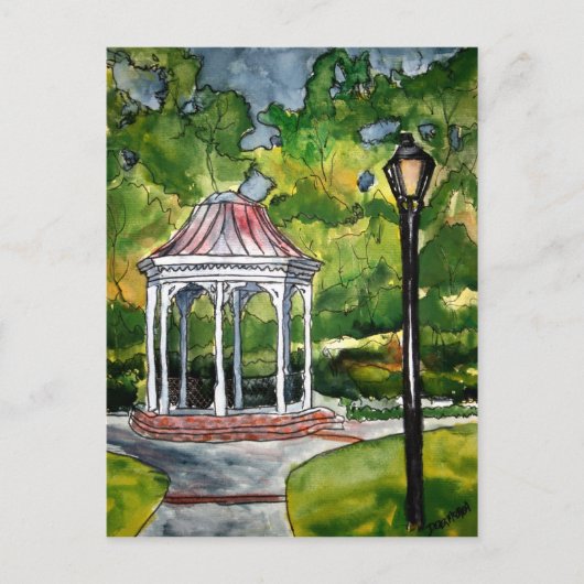 Aquarellmalerei mit Gazebo Natur Postkarte (Vorderseite)