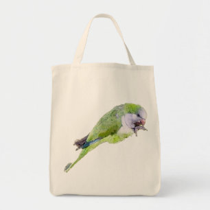 Aquarellmalerei mit grünem Papagei Tragetasche