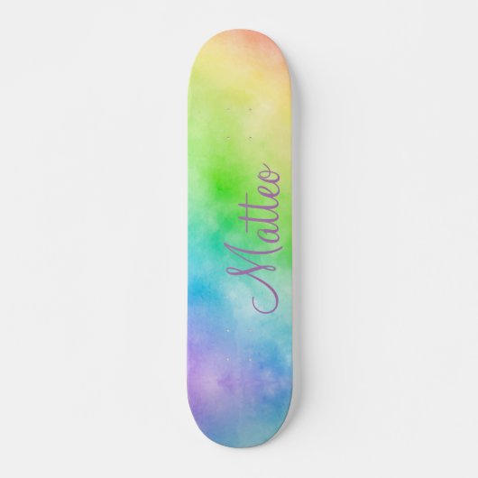 Aquarellmalerei mit personalisierten Knollen Skateboard (Vorne)