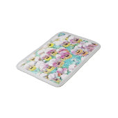 Aquarellmalerei mit rosa-gelblich-weißen Stiefmütt Badematte (Schrägansicht)