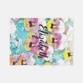 Aquarellmalerei mit rosa-gelblich-weißen Stiefmütt Fleecedecke (Vorderseite (Horizontal))